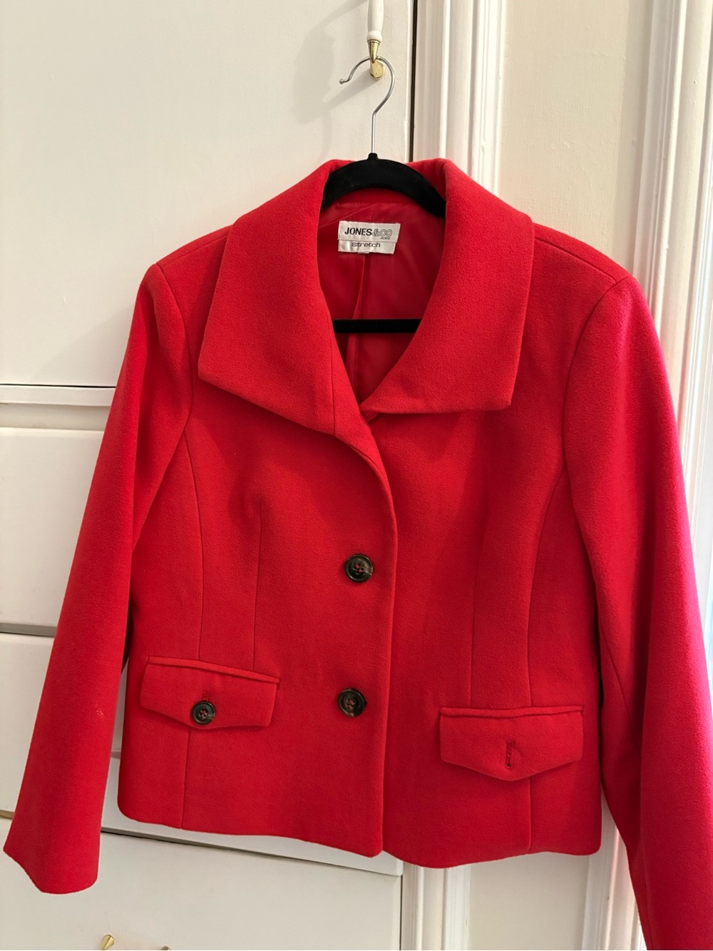 Jones New York Bright Red Wool Peacoat